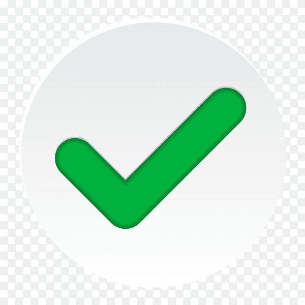 Green check mark icon. Tick symbol in green color on transparent background PNG