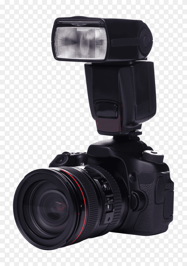 DSLR camera with flash PNG