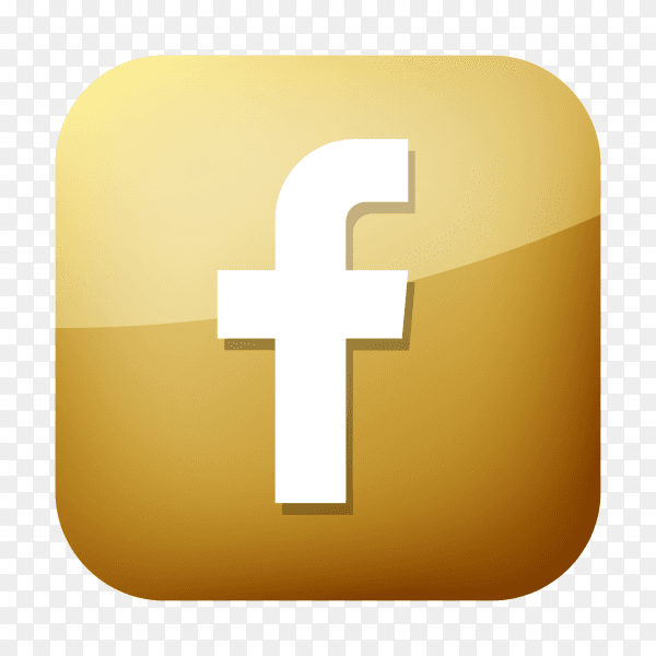 Golden facebook icon PNG