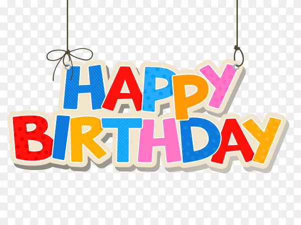 Happy birthday colorful lettering for greeting card PNG