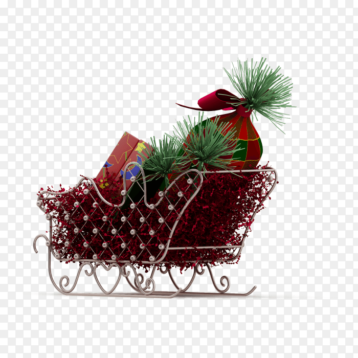 Christmas sleigh 3d render PNG