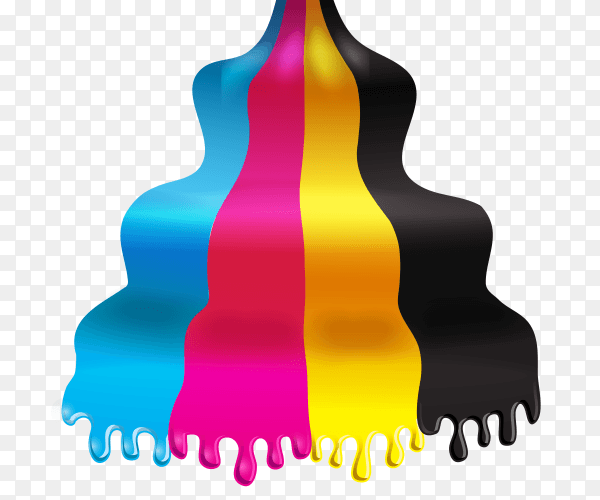 CMYK ink drops vector PNG