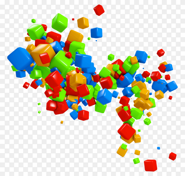 Colorful 3D cubes flow PNG
