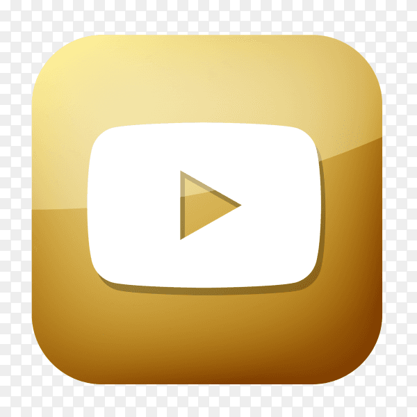 Golden YouTube icon PNG