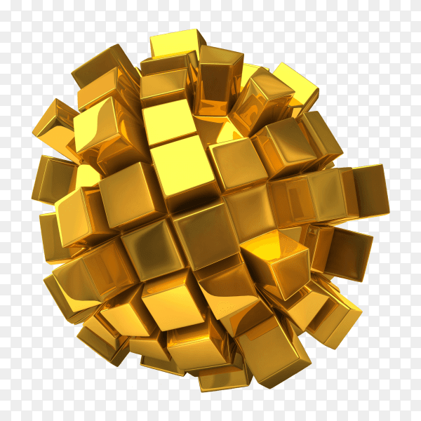 Golden cubic sphere PNG