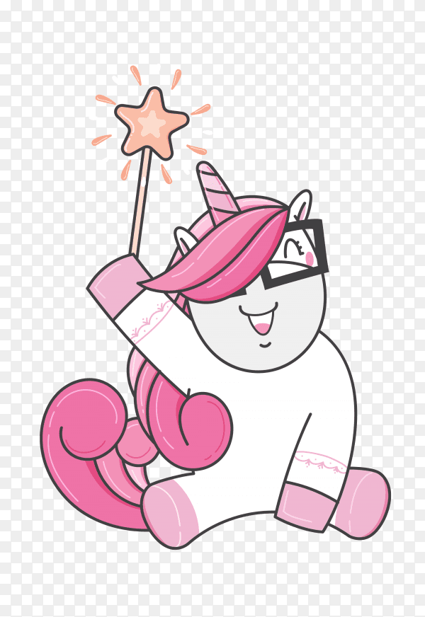 Hand drawn cute unicorn PNG