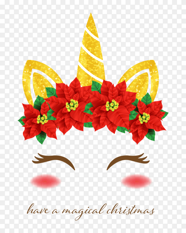 Unicorn christmas style PNG