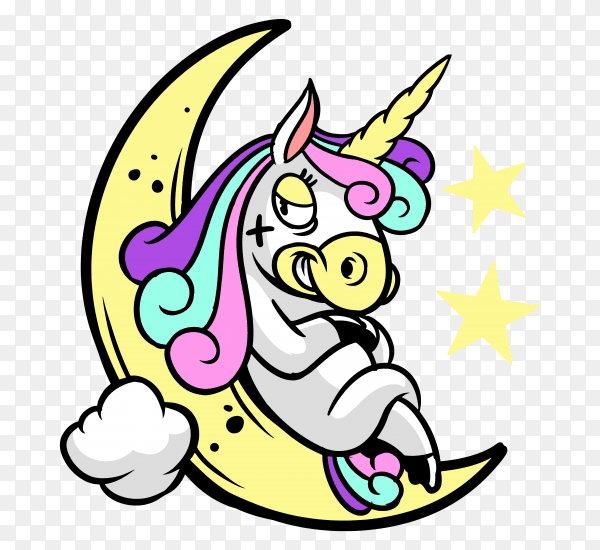 Unicorn on the moon PNG