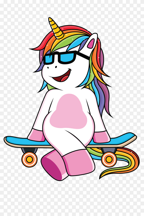 Cute unicorn skate PNG