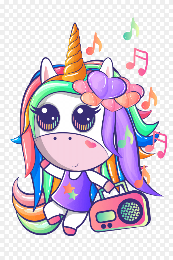 Cute unicorns dancing PNG