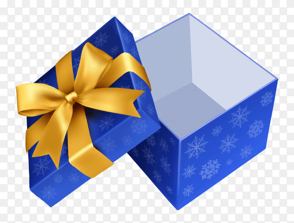 Blue gift box - vector PNG