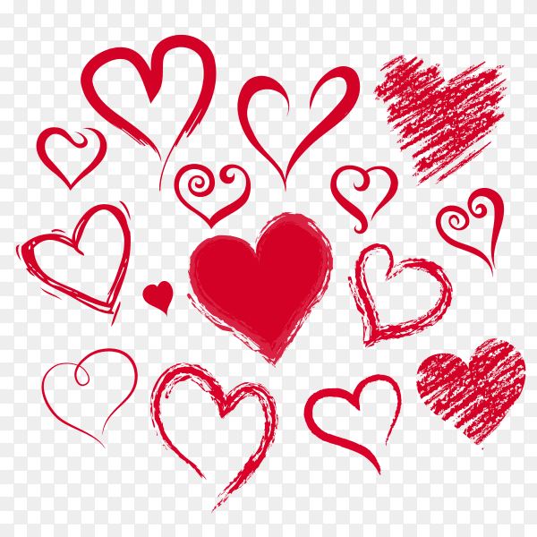 Red hearts vector PNG