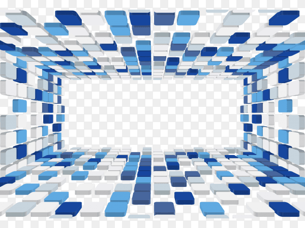 3D blue cubes vector PNG