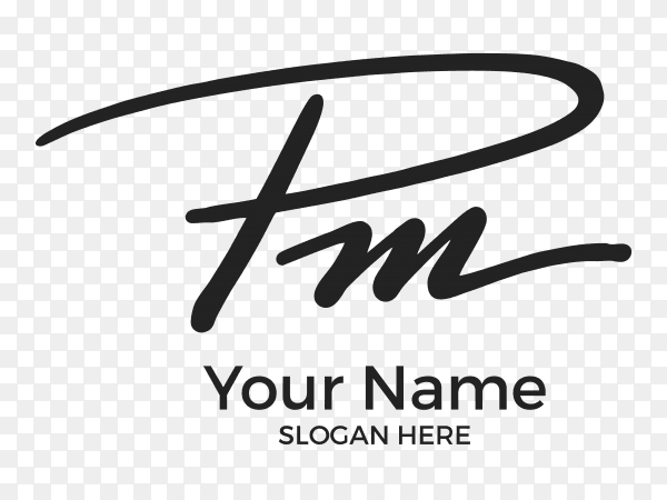 P.m logo design premium vector PNG