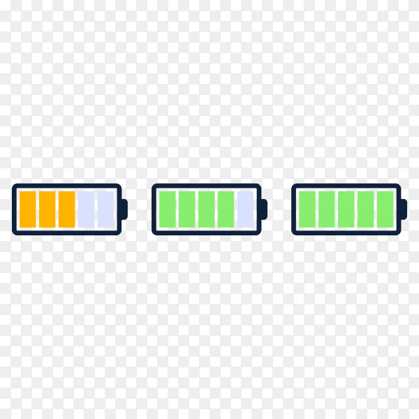 Energy level icon. charge load, phone battery indicator, smartphone power level on transparent background PNG