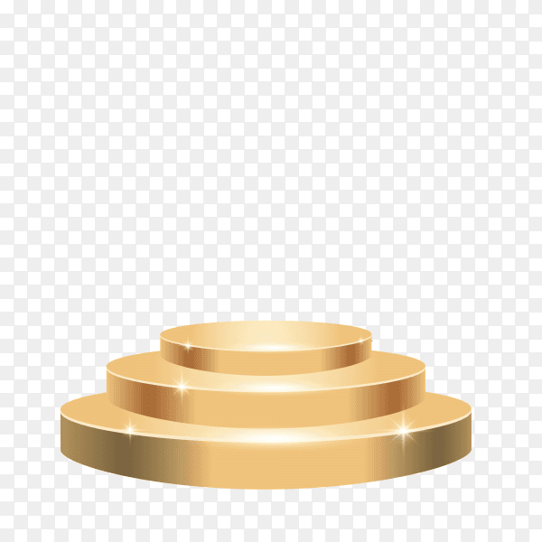 Golden podium. round 3d empty podium with steps on transparent background PNG