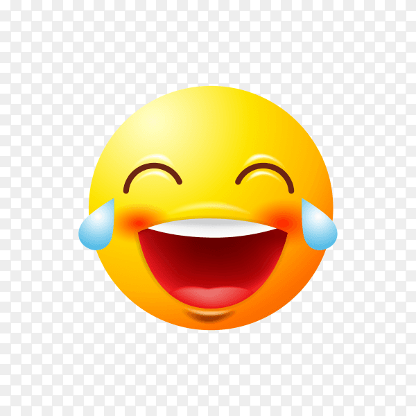 Happy cartoon emoticon. Emoji face laugh and crying on transparent background PNG