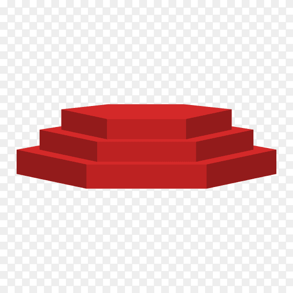 Red podium. round and square 3d empty podium with steps on transparent background PNG