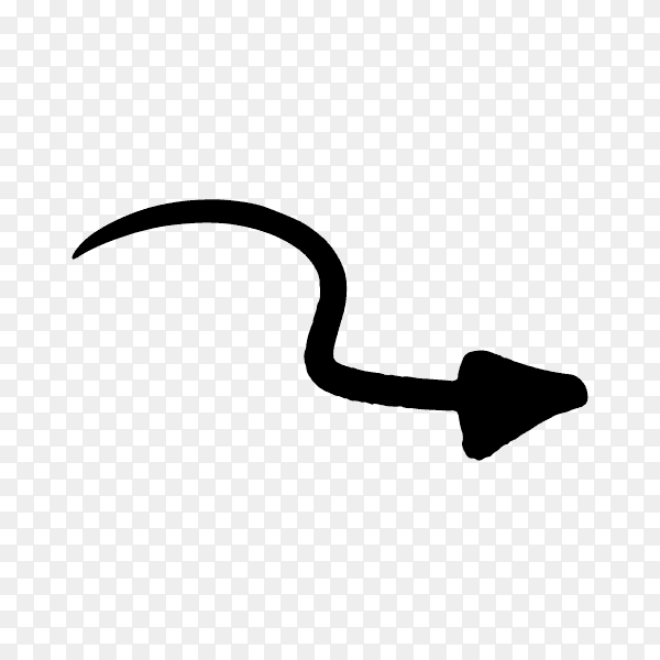 Curved arrow hand drawn. Sketch doodle style premium vector PNG