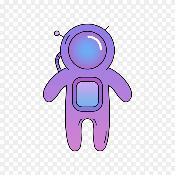 Cosmonaut in space. purple palette on transparent background PNG