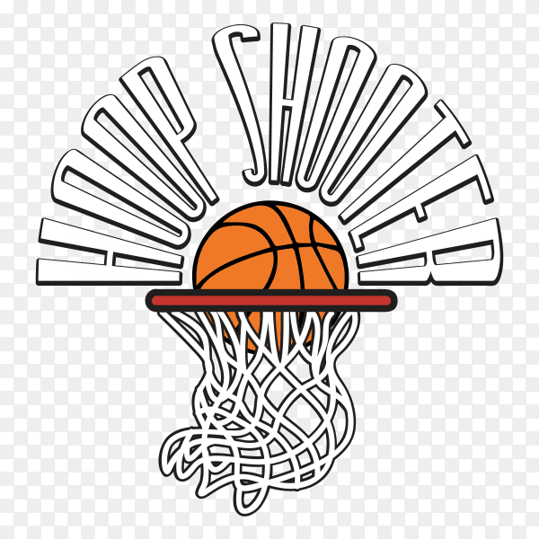 Basketball icon or sign. Design element ball and basket on transparent background PNG