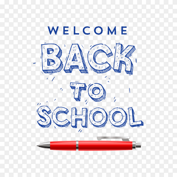 Concept of education . Welcome Back to School lettering on transparent background PNG