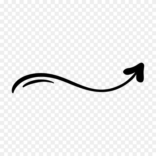 Doodle arrow. handwriting scribble sketch line arrowhead on transparent background PNG