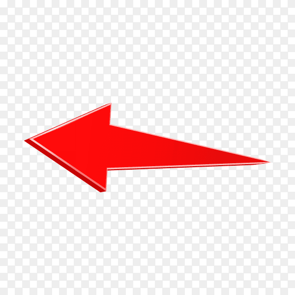 Red arrow. 3D shiny arrow icon on transparent background PNG