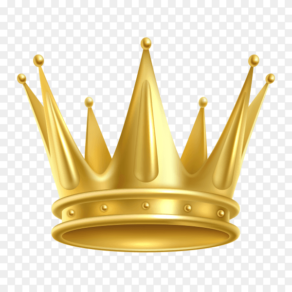 Realistic golden crown. crowning headdress for king or queen on transparent background PNG