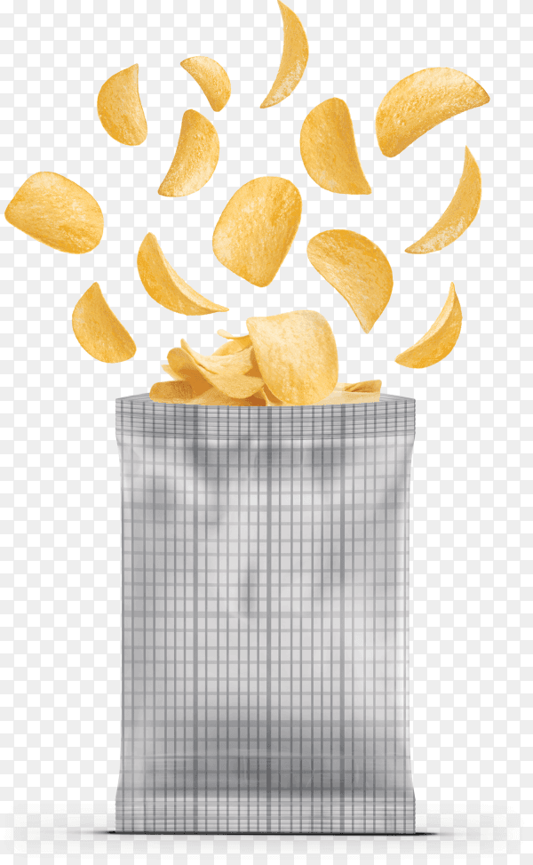 Potato Chips and pack. Packaging of Chip on transparent background PNG