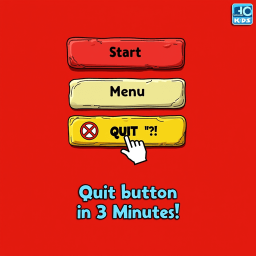 Colorful Quit Button with Timer PNG Image