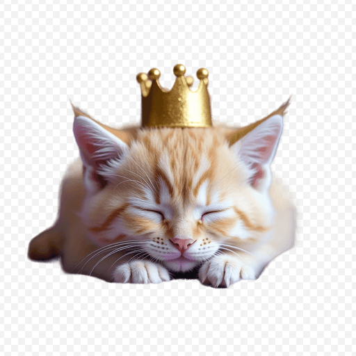 Cute Cat Wearing a Crown PNG Image with Transparent Background