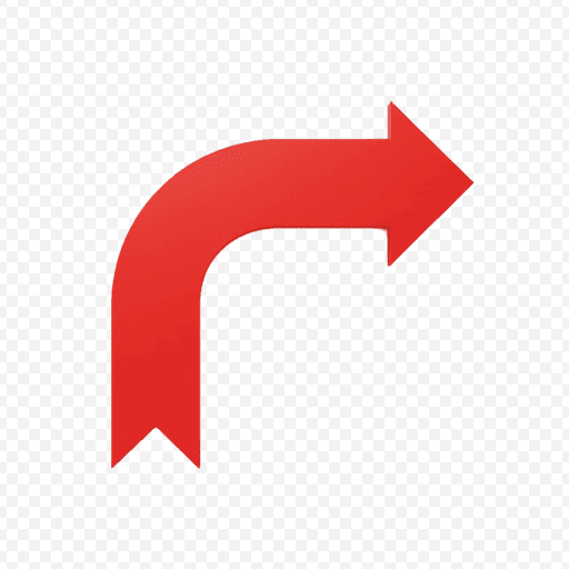 Red Right Turn Arrow PNG Image with Transparent Background