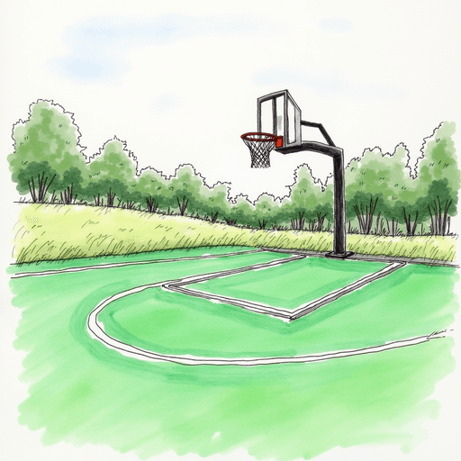 Basketball Court Sketch PNG Image on Transparent Background