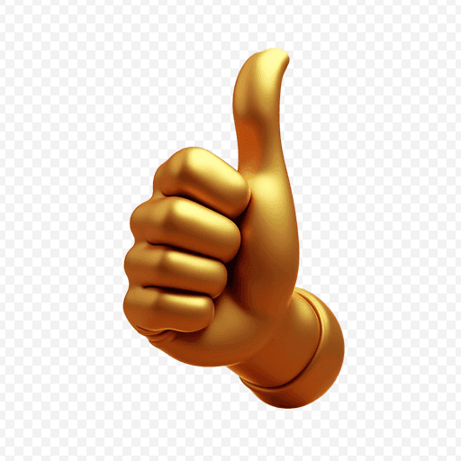 Golden Thumbs Up Emoji PNG with Transparent Background