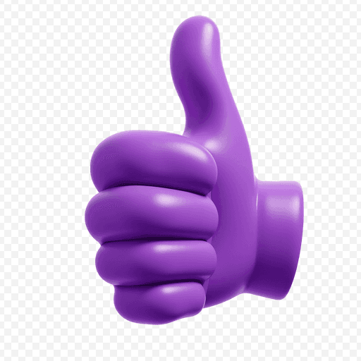 Purple Thumbs Up Emoji PNG Image with Transparent Background