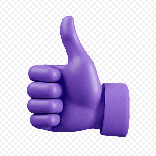 Purple Thumbs Up PNG Image - Cheerful and Positive Gesture