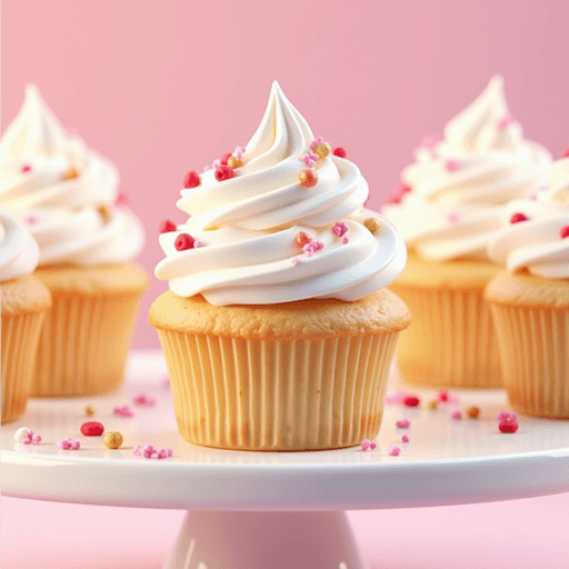 Delicious Cupcakes with Whipped Cream Frosting and Sprinkles PNG