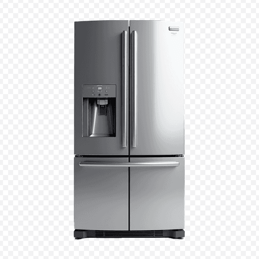 Elegant Stainless Steel French Door Refrigerator PNG