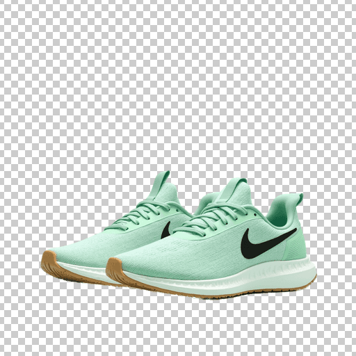 Light Green Nike Sneakers with Black Swoosh PNG Image