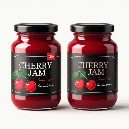 Cherry Jam PNG Image with Two Jars on Transparent Background