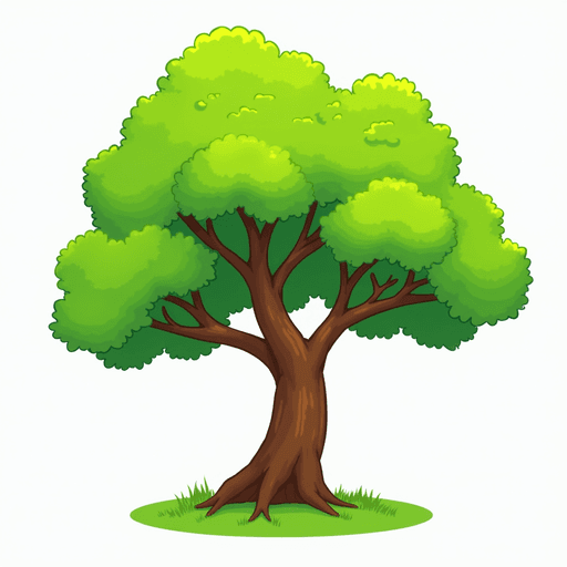 Green Cartoon Tree PNG Image with Transparent Background