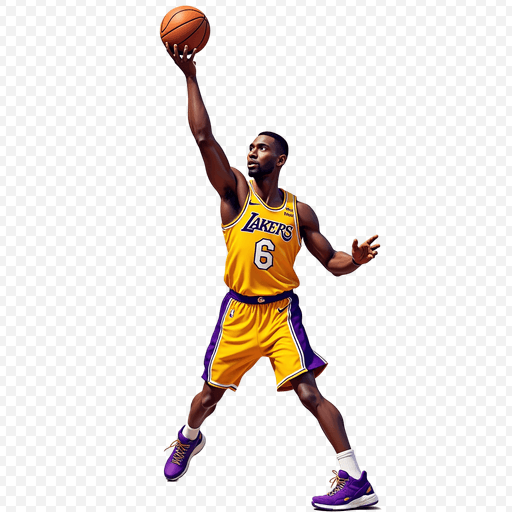 Basketball Player in Lakers Jersey - PNG Image