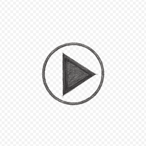 Stylized Play Button Icon PNG on Transparent Background