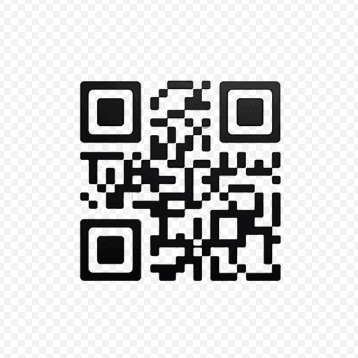 Black QR Code PNG Image with Transparent Background