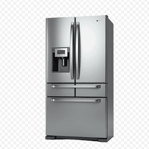 Stainless Steel Refrigerator PNG Image with Transparent Background