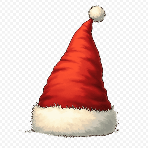 Santa Hat PNG - Red Christmas Hat with Fur Trim Transparent PNG