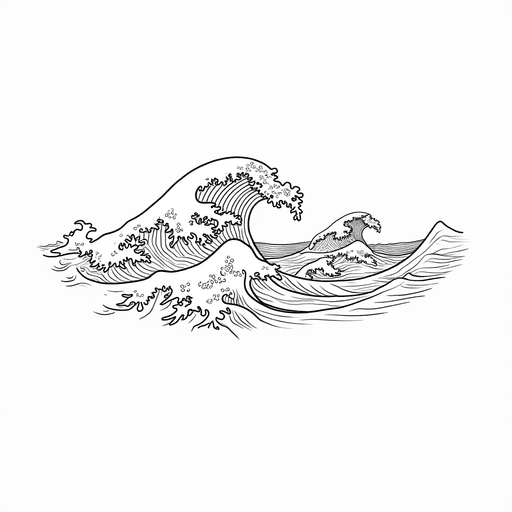 Waves PNG Image with Detailed Line Art Design