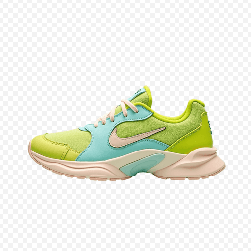 Stylish Green and Blue Nike Sneakers PNG Image