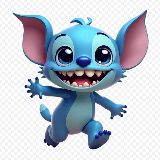 Cute Blue Cartoon Character with Big Ears PNG Image